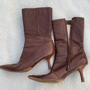 Vintage Brown Leather Luichiny Heeled Ankle Boots